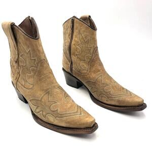 Circle G by Corral Orix Embroidery & Zipper Leather Snip Toe Western Boots 8 M